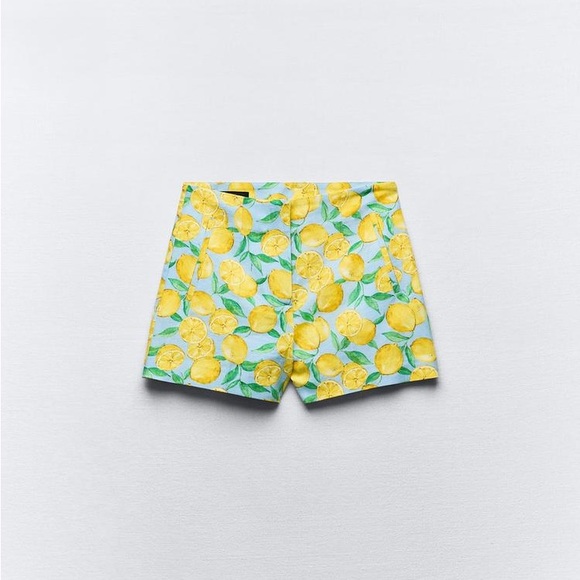 ZARA | Lemon 🍋 PRINTED LINEN CROPPED BLOUSE | Coord Set | Matching Shorts - Picture 10 of 17